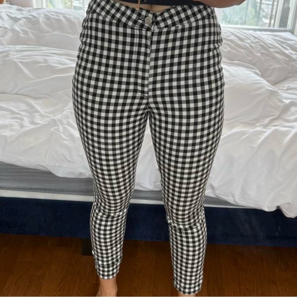Free People Black and White Checkered Pants